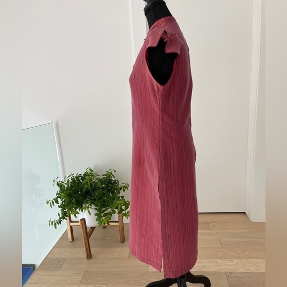 MAGGIE WALT Sleeveless Dress Side Slits Pearls Rhinestones Form Fitting - Picture 5 of 17